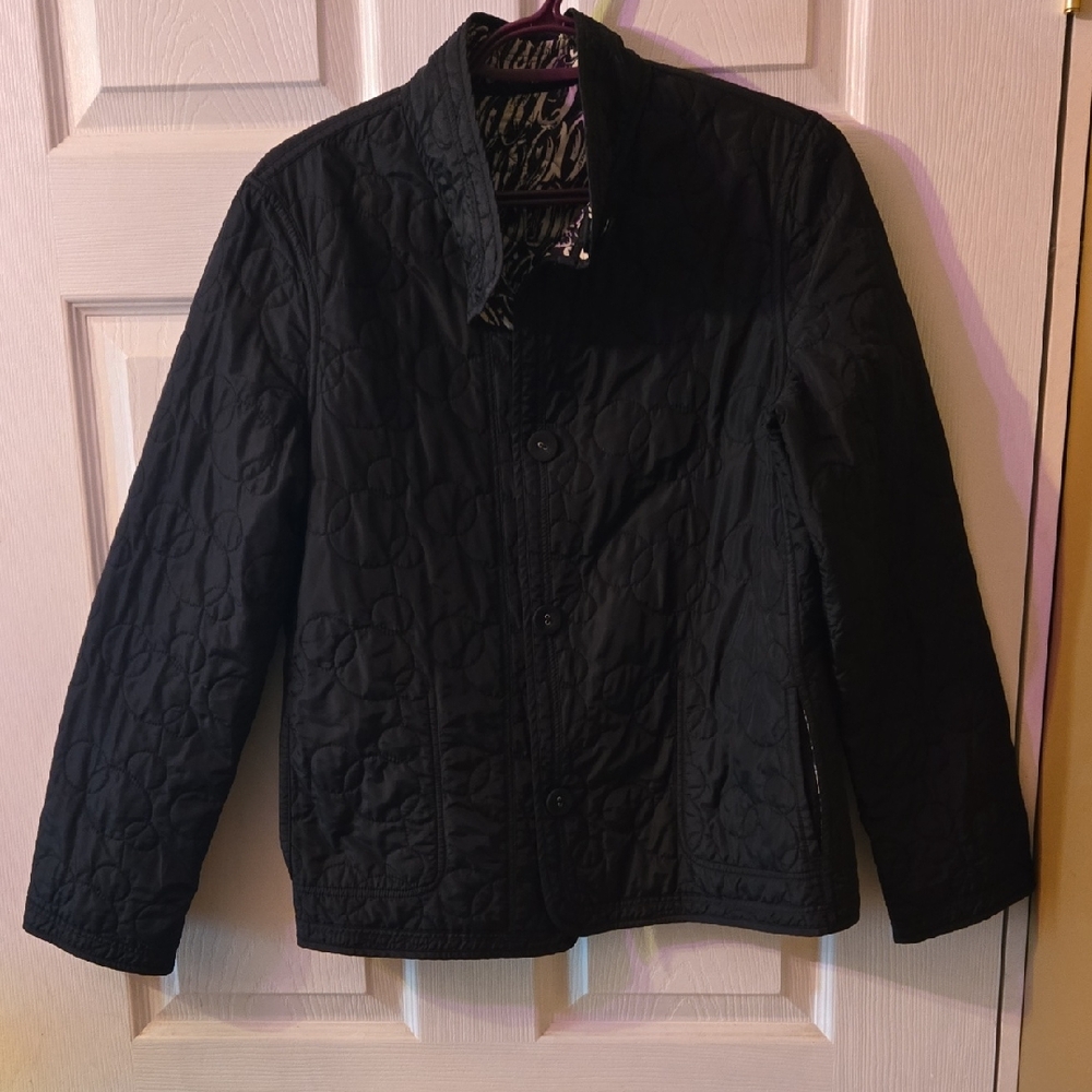 Hilary Radley Black Quilted Bomber Jacket